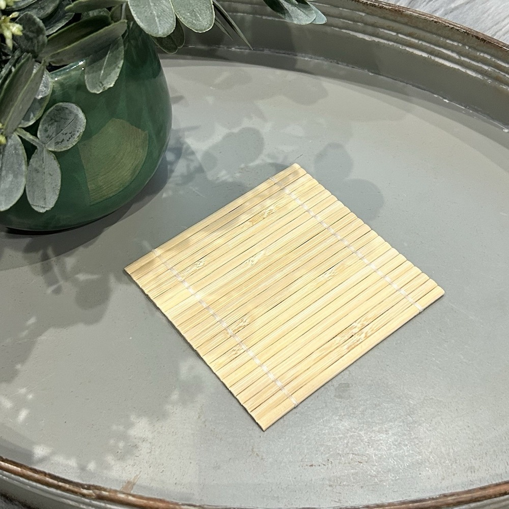 Natural Bamboo Coasters Set of 10 Measuring 4"x4" NEW In Package
